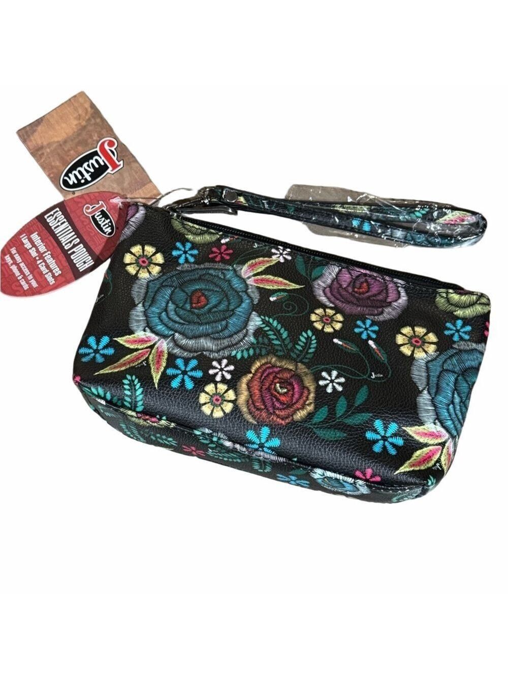 Justin Floral Wristlet Pouch NWT